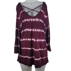 Torrid Magenta Tie Dye Criss Cross Lightweight Summer Fall Spring Front Top 2/2x